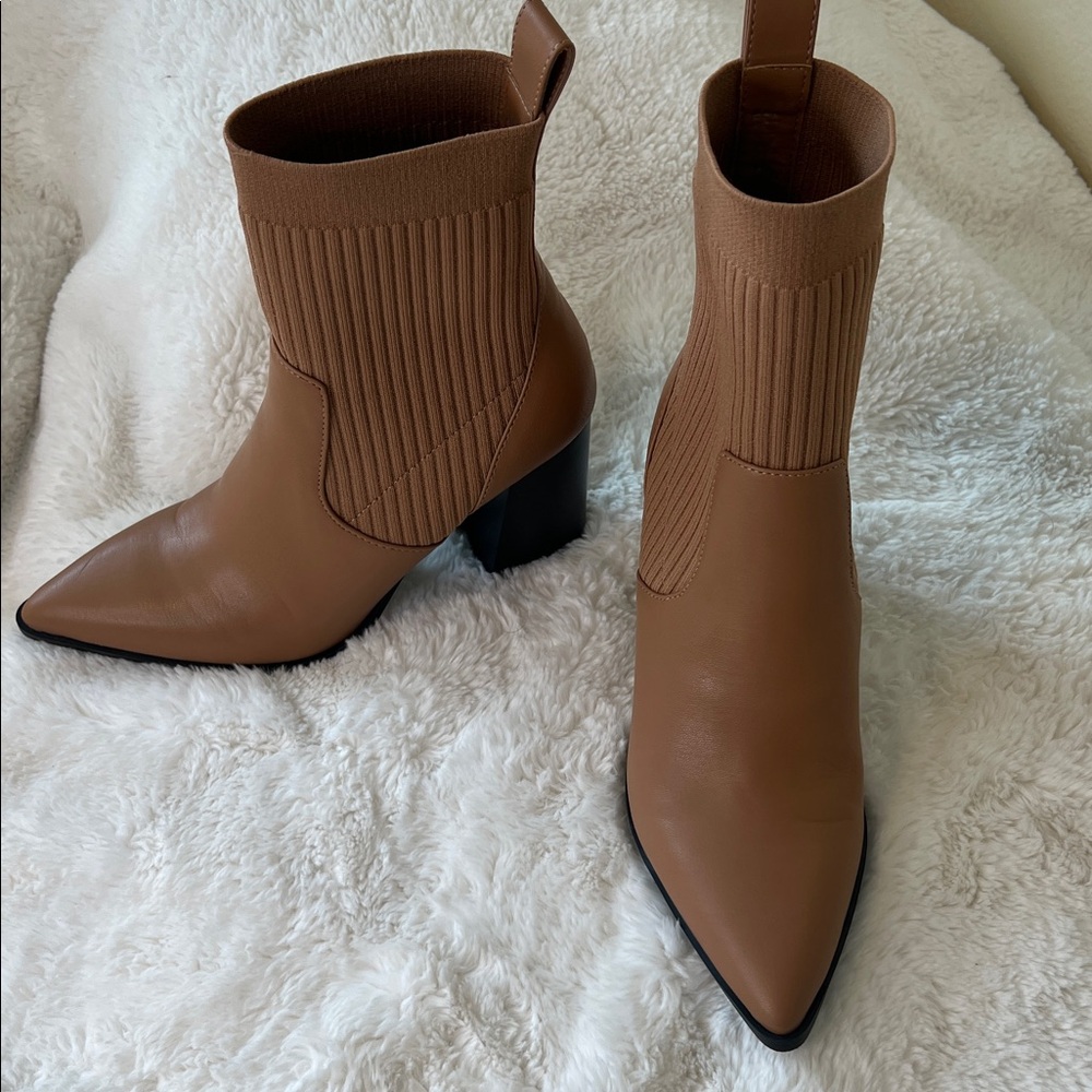 Open Edit Pointed Toe Sock Ankle Boots, 7